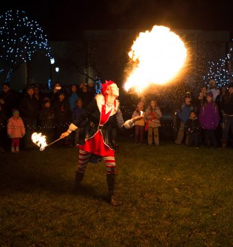 Taunton Lights On Festival Christmas Tree Lighting Fire Show @ Taunton Green