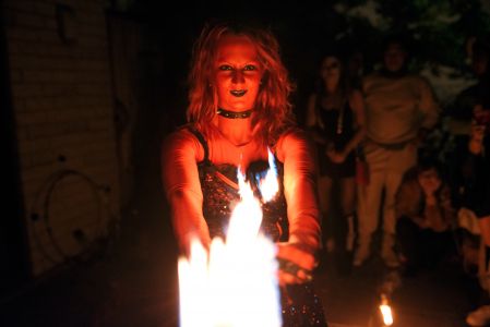 Halloween Fire Show Entertainment Devil Angel Fire Dancer Performer Massachusetts EcoTarium Great Pumpkin Nights Festival Trick or Treat