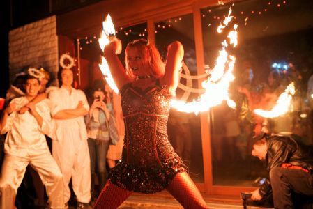 Halloween Fire Show Party Entertainment Fire Fans Devil Dancer Fire Performer Massachusetts Rhode Island Connecticut Boston EcoTarium Great Pumpkin Nights Festival Trick or Treat