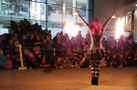 Halloween Witch Fire Dancer Fire Performer Fire Show Hire Book Massachusetts Connecticut Rhode Island Museum Children Event Entertainment EcoTarium Worcester Great Pumpkin Nights Festival Trick or Treat